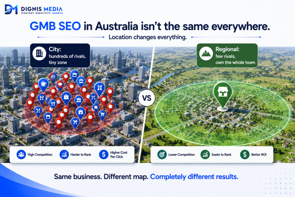 gmb seo in regional australia google maps ranking 2026, Dignis Media